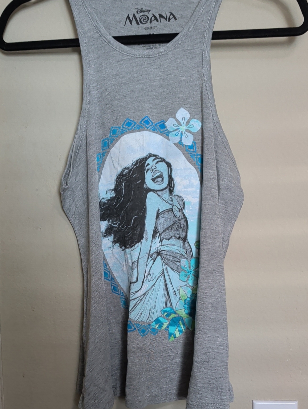 Disney Gray Tank Top with Blue Teal Graphic